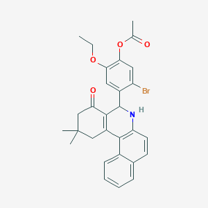 molecular formula C29H28BrNO4 B408803 5-Bromo-4-(2,2-dimethyl-4-oxo-1,2,3,4,5,6-hexahydrobenzo[a]phenanthridin-5-yl)-2-ethoxyphenyl acetate 