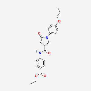 molecular formula C23H26N2O5 B4088045 Ethyl 4-({[5-oxo-1-(4-propoxyphenyl)pyrrolidin-3-yl]carbonyl}amino)benzoate 