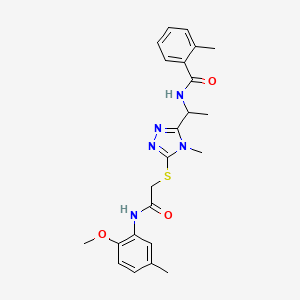 molecular formula C23H27N5O3S B4088184 N-{1-[5-({2-[(2-methoxy-5-methylphenyl)amino]-2-oxoethyl}sulfanyl)-4-methyl-4H-1,2,4-triazol-3-yl]ethyl}-2-methylbenzamide 