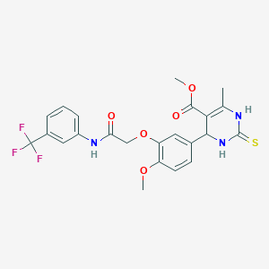 molecular formula C23H22F3N3O5S B4088505 methyl 4-[4-methoxy-3-[2-oxo-2-[3-(trifluoromethyl)anilino]ethoxy]phenyl]-6-methyl-2-sulfanylidene-3,4-dihydro-1H-pyrimidine-5-carboxylate 