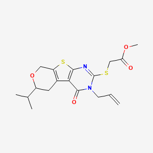 molecular formula C18H22N2O4S2 B4088619 methyl 2-[(3-oxo-12-propan-2-yl-4-prop-2-enyl-11-oxa-8-thia-4,6-diazatricyclo[7.4.0.02,7]trideca-1(9),2(7),5-trien-5-yl)sulfanyl]acetate 