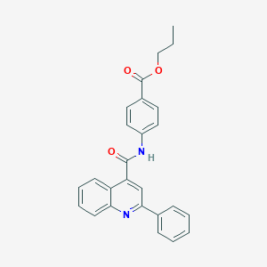 molecular formula C26H22N2O3 B408876 Propyl 4-[(2-phenylquinoline-4-carbonyl)amino]benzoate CAS No. 332116-90-2