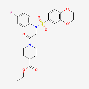 molecular formula C24H27FN2O7S B4088790 ethyl 1-[N-(2,3-dihydro-1,4-benzodioxin-6-ylsulfonyl)-N-(4-fluorophenyl)glycyl]piperidine-4-carboxylate 