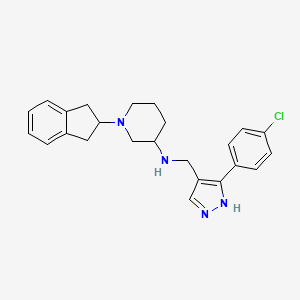 molecular formula C24H27ClN4 B4088837 N-[[5-(4-chlorophenyl)-1H-pyrazol-4-yl]methyl]-1-(2,3-dihydro-1H-inden-2-yl)piperidin-3-amine 