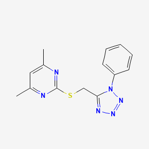 molecular formula C14H14N6S B4088877 4,6-dimethyl-2-{[(1-phenyl-1H-tetrazol-5-yl)methyl]sulfanyl}pyrimidine 