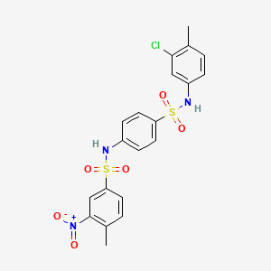 molecular formula C20H18ClN3O6S2 B4088901 N-(4-{[(3-chloro-4-methylphenyl)amino]sulfonyl}phenyl)-4-methyl-3-nitrobenzenesulfonamide 