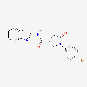 molecular formula C18H14BrN3O2S B4088993 N-(1,3-benzothiazol-2-yl)-1-(4-bromophenyl)-5-oxopyrrolidine-3-carboxamide 