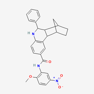 molecular formula C28H27N3O4 B4089022 N-(2-methoxy-5-nitrophenyl)-10-phenyl-9-azatetracyclo[10.2.1.02,11.03,8]pentadeca-3(8),4,6-triene-5-carboxamide 