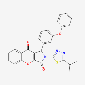 molecular formula C28H21N3O4S B4089156 1-(3-PHENOXYPHENYL)-2-[5-(PROPAN-2-YL)-1,3,4-THIADIAZOL-2-YL]-1H,2H,3H,9H-CHROMENO[2,3-C]PYRROLE-3,9-DIONE 