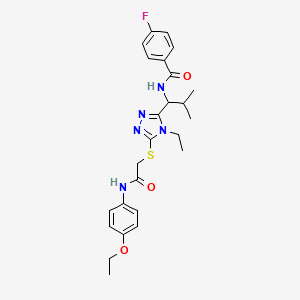 molecular formula C25H30FN5O3S B4089211 N-{1-[5-({2-[(4-ethoxyphenyl)amino]-2-oxoethyl}sulfanyl)-4-ethyl-4H-1,2,4-triazol-3-yl]-2-methylpropyl}-4-fluorobenzamide CAS No. 694499-31-5