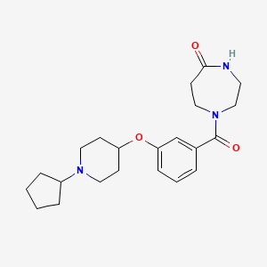 molecular formula C22H31N3O3 B4089217 1-[3-(1-Cyclopentylpiperidin-4-yl)oxybenzoyl]-1,4-diazepan-5-one 