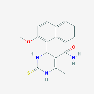 molecular formula C17H17N3O2S B409015 4-(2-METHOXYNAPHTHALEN-1-YL)-6-METHYL-2-SULFANYLIDENE-1,2,3,4-TETRAHYDROPYRIMIDINE-5-CARBOXAMIDE 