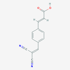 molecular formula C13H8N2O2 B040904 (4-(1-Carboxyethen-2-yl)benzylidene)malononitrile CAS No. 122520-73-4