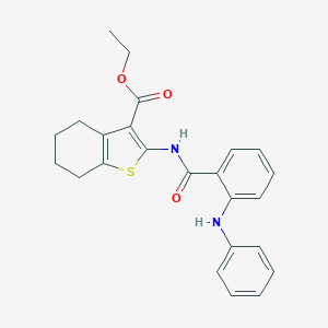 molecular formula C24H24N2O3S B409053 ETHYL 2-[2-(PHENYLAMINO)BENZAMIDO]-4,5,6,7-TETRAHYDRO-1-BENZOTHIOPHENE-3-CARBOXYLATE 