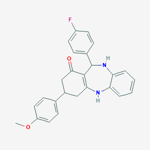 B409094 6-(4-Fluorophenyl)-9-(4-methoxyphenyl)-5,6,8,9,10,11-hexahydrobenzo[b][1,4]benzodiazepin-7-one CAS No. 330958-00-4