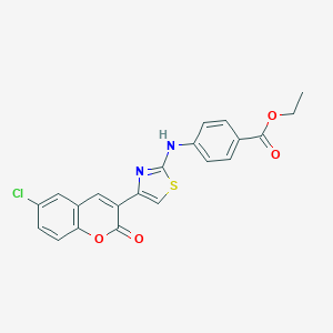 molecular formula C21H15ClN2O4S B409135 ethyl 4-{[4-(6-chloro-2-oxo-2H-chromen-3-yl)-1,3-thiazol-2-yl]amino}benzoate 