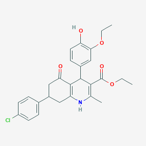 molecular formula C27H28ClNO5 B409150 ethyl 7-(4-chlorophenyl)-4-(3-ethoxy-4-hydroxyphenyl)-2-methyl-5-oxo-1,4,5,6,7,8-hexahydroquinoline-3-carboxylate 