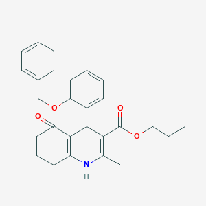 molecular formula C27H29NO4 B409173 Propyl 4-[2-(benzyloxy)phenyl]-2-methyl-5-oxo-1,4,5,6,7,8-hexahydroquinoline-3-carboxylate 