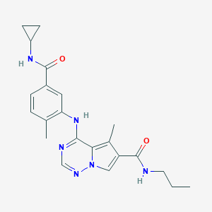 molecular formula C22H26N6O2 B040921 4-((5-(cyclopropylcarbamoyl)-2-methylphenyl)amino)-5-methyl-N-propylpyrrolo[2,1-f][1,2,4]triazine-6-carboxamide CAS No. 623152-17-0