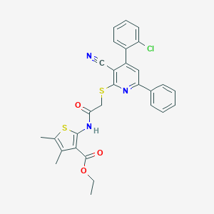 molecular formula C29H24ClN3O3S2 B409272 Ethyl 2-[[2-[4-(2-chlorophenyl)-3-cyano-6-phenylpyridin-2-yl]sulfanylacetyl]amino]-4,5-dimethylthiophene-3-carboxylate 