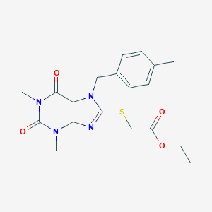 molecular formula C19H22N4O4S B409313 Ethyl 2-[1,3-dimethyl-7-[(4-methylphenyl)methyl]-2,6-dioxopurin-8-yl]sulfanylacetate CAS No. 332103-44-3