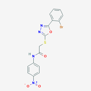 molecular formula C16H11BrN4O4S B409340 2-((5-(2-Bromophenyl)-1,3,4-oxadiazol-2-yl)thio)-N-(4-nitrophenyl)acetamide CAS No. 332114-32-6