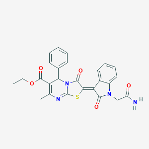 molecular formula C26H22N4O5S B409341 ethyl (2Z)-2-[1-(2-amino-2-oxoethyl)-2-oxoindol-3-ylidene]-7-methyl-3-oxo-5-phenyl-5H-[1,3]thiazolo[3,2-a]pyrimidine-6-carboxylate CAS No. 324542-76-9