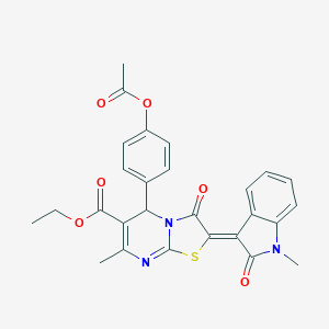 molecular formula C27H23N3O6S B409350 ethyl (2Z)-5-(4-acetyloxyphenyl)-7-methyl-2-(1-methyl-2-oxoindol-3-ylidene)-3-oxo-5H-[1,3]thiazolo[3,2-a]pyrimidine-6-carboxylate CAS No. 324542-87-2