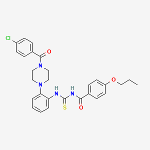 molecular formula C28H29ClN4O3S B4093658 N-[(2-{4-[(4-chlorophenyl)carbonyl]piperazin-1-yl}phenyl)carbamothioyl]-4-propoxybenzamide 