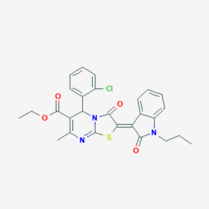 molecular formula C27H24ClN3O4S B409370 ethyl (2Z)-5-(2-chlorophenyl)-7-methyl-3-oxo-2-(2-oxo-1-propylindol-3-ylidene)-5H-[1,3]thiazolo[3,2-a]pyrimidine-6-carboxylate CAS No. 324566-02-1