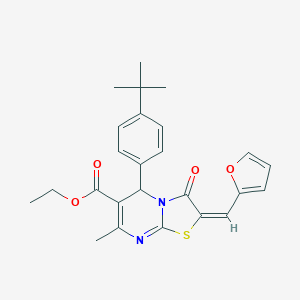 molecular formula C25H26N2O4S B409373 ethyl (2E)-5-(4-tert-butylphenyl)-2-(furan-2-ylmethylidene)-7-methyl-3-oxo-5H-[1,3]thiazolo[3,2-a]pyrimidine-6-carboxylate CAS No. 324564-11-6