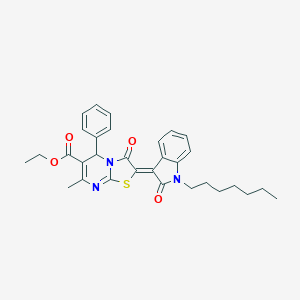 molecular formula C31H33N3O4S B409374 ethyl (2Z)-2-(1-heptyl-2-oxoindol-3-ylidene)-7-methyl-3-oxo-5-phenyl-5H-[1,3]thiazolo[3,2-a]pyrimidine-6-carboxylate CAS No. 324567-74-0