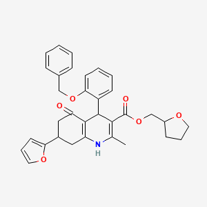 molecular formula C33H33NO6 B4093943 tetrahydro-2-furanylmethyl 4-[2-(benzyloxy)phenyl]-7-(2-furyl)-2-methyl-5-oxo-1,4,5,6,7,8-hexahydro-3-quinolinecarboxylate 