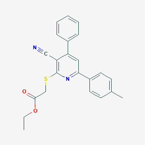 molecular formula C23H20N2O2S B409445 Ethyl 2-((3-cyano-4-phenyl-6-(p-tolyl)pyridin-2-yl)thio)acetate CAS No. 94360-76-6