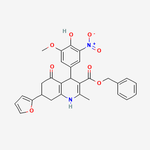 molecular formula C29H26N2O8 B4094593 Benzyl 7-(furan-2-yl)-4-(4-hydroxy-3-methoxy-5-nitrophenyl)-2-methyl-5-oxo-1,4,5,6,7,8-hexahydroquinoline-3-carboxylate 