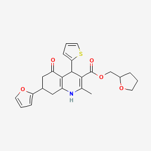 molecular formula C24H25NO5S B4094678 tetrahydro-2-furanylmethyl 7-(2-furyl)-2-methyl-5-oxo-4-(2-thienyl)-1,4,5,6,7,8-hexahydro-3-quinolinecarboxylate 