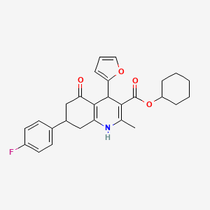 molecular formula C27H28FNO4 B4094823 cyclohexyl 7-(4-fluorophenyl)-4-(2-furyl)-2-methyl-5-oxo-1,4,5,6,7,8-hexahydro-3-quinolinecarboxylate 