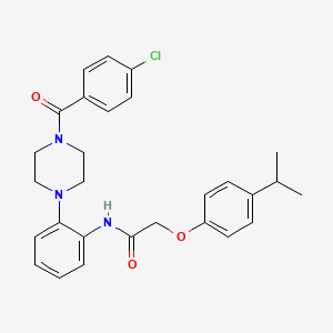 molecular formula C28H30ClN3O3 B4095000 N-(2-{4-[(4-chlorophenyl)carbonyl]piperazin-1-yl}phenyl)-2-[4-(propan-2-yl)phenoxy]acetamide 
