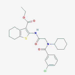molecular formula C26H31ClN2O4S B409506 Ethyl 2-(2-(3-chloro-N-cyclohexylbenzamido)acetamido)-4,5,6,7-tetrahydrobenzo[b]thiophene-3-carboxylate CAS No. 332162-39-7