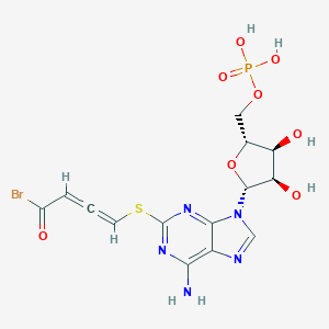 molecular formula C14H15BrN5O8PS B040951 2-((4-Bromo-2,3-dioxobutyl)thio)-adenosine 3'5'-cyclic monophosphate CAS No. 124357-33-1