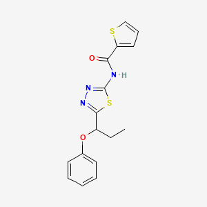 molecular formula C16H15N3O2S2 B4095223 N-[5-(1-phenoxypropyl)-1,3,4-thiadiazol-2-yl]-2-thiophenecarboxamide 