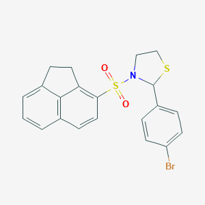 molecular formula C21H18BrNO2S2 B409525 2-(4-Bromophenyl)-3-(1,2-dihydroacenaphthylen-3-ylsulfonyl)-1,3-thiazolidine 