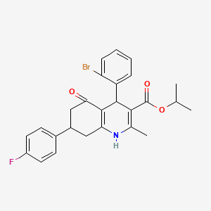 molecular formula C26H25BrFNO3 B4095288 Propan-2-yl 4-(2-bromophenyl)-7-(4-fluorophenyl)-2-methyl-5-oxo-1,4,5,6,7,8-hexahydroquinoline-3-carboxylate 
