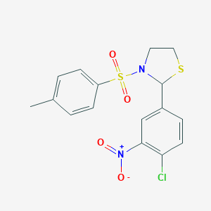 molecular formula C16H15ClN2O4S2 B409530 2-{4-Chloro-3-nitrophenyl}-3-[(4-methylphenyl)sulfonyl]-1,3-thiazolidine 
