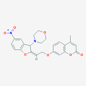 molecular formula C24H22N2O7 B409540 7-[2-(5-nitro-3-(4-morpholinyl)-1-benzofuran-2(3H)-ylidene)ethoxy]-4-methyl-2H-chromen-2-one 