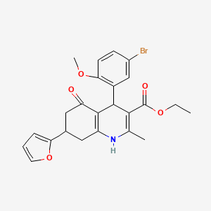 molecular formula C24H24BrNO5 B4095591 ethyl 4-(5-bromo-2-methoxyphenyl)-7-(2-furyl)-2-methyl-5-oxo-1,4,5,6,7,8-hexahydro-3-quinolinecarboxylate 