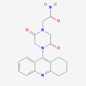 molecular formula C19H20N4O3 B040957 1-Piperazineacetamide, 2,5-dioxo-N-(1,2,3,4-tetrahydro-9-acridinyl)- CAS No. 123793-07-7