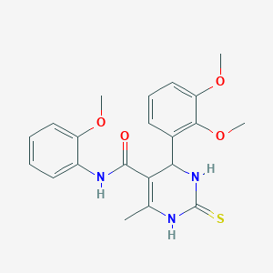 molecular formula C21H23N3O4S B409580 4-(2,3-DIMETHOXYPHENYL)-N-(2-METHOXYPHENYL)-6-METHYL-2-SULFANYLIDENE-1,2,3,4-TETRAHYDROPYRIMIDINE-5-CARBOXAMIDE 