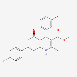molecular formula C25H24FNO3 B4095873 Methyl 7-(4-fluorophenyl)-2-methyl-4-(3-methylphenyl)-5-oxo-1,4,5,6,7,8-hexahydroquinoline-3-carboxylate 