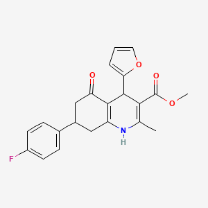 molecular formula C22H20FNO4 B4095910 Methyl 7-(4-fluorophenyl)-4-(furan-2-yl)-2-methyl-5-oxo-1,4,5,6,7,8-hexahydroquinoline-3-carboxylate 